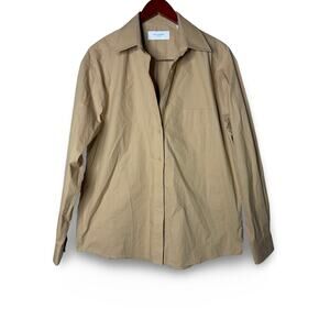 Equipment Femme Tan cotton button down blouse shirt sz S